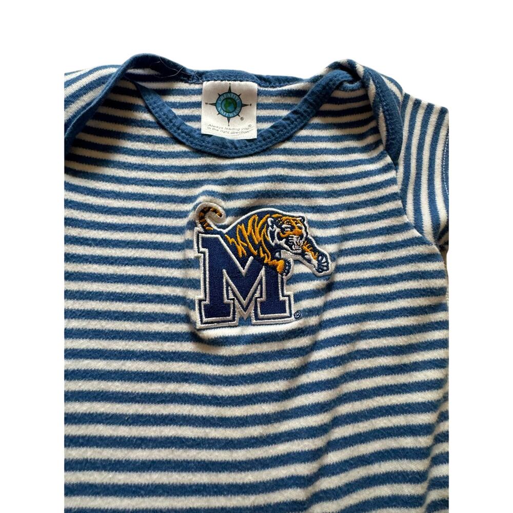 University of Memphis Blue and White Striped Baby Onesie - No Size